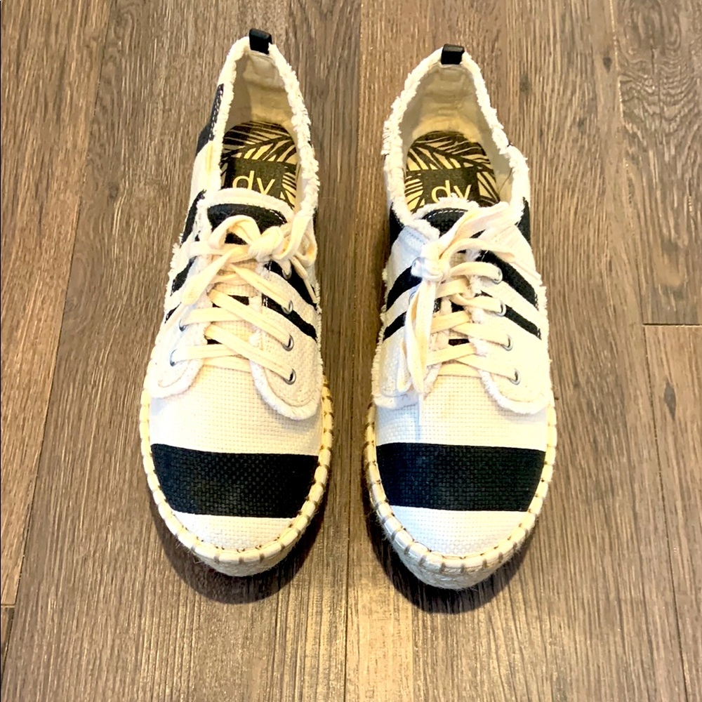DV Black and Cream Striped Espadrille Sneakers